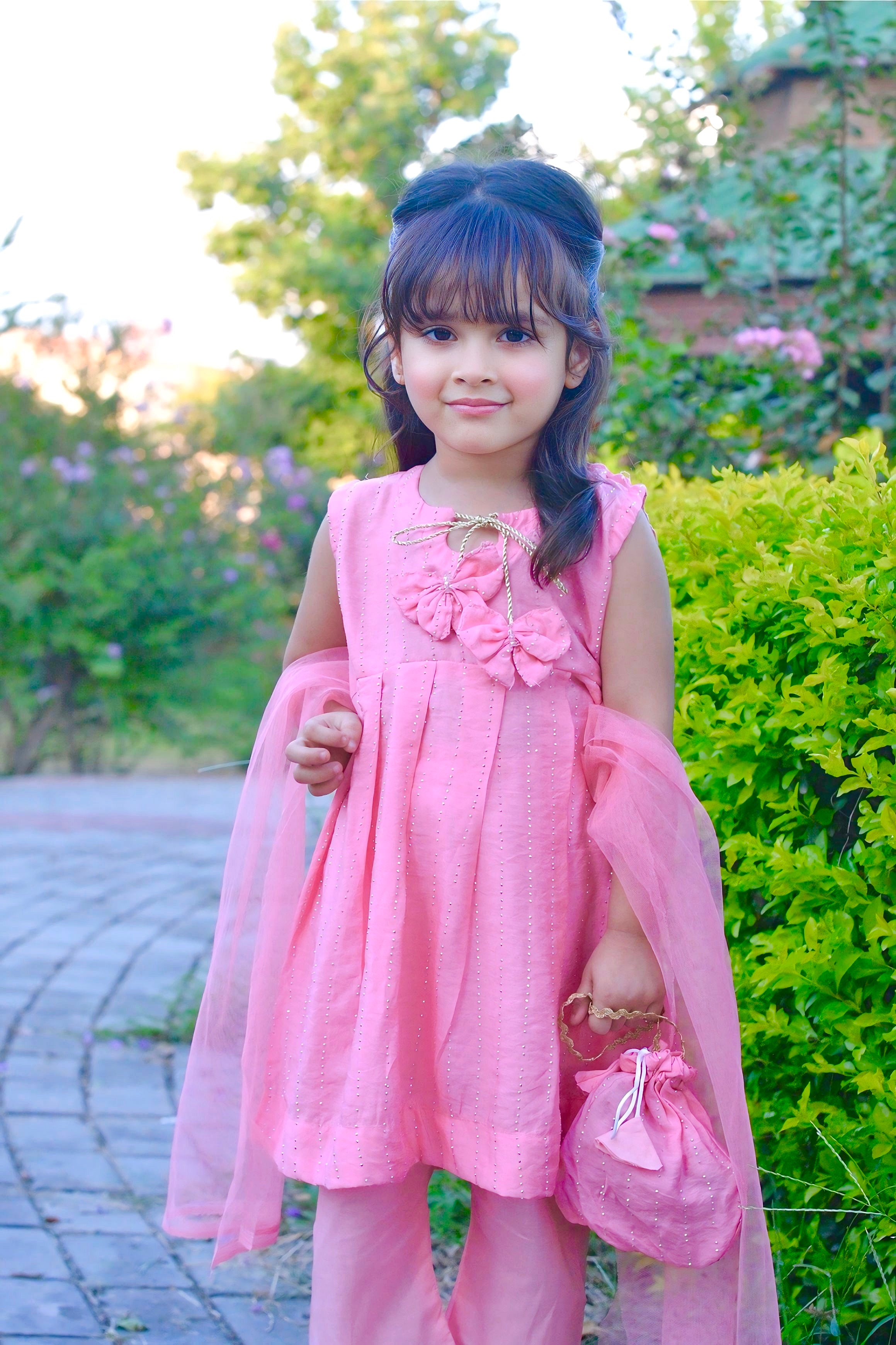 Girls 4 Pc Lawn Frock Set - Butterfly