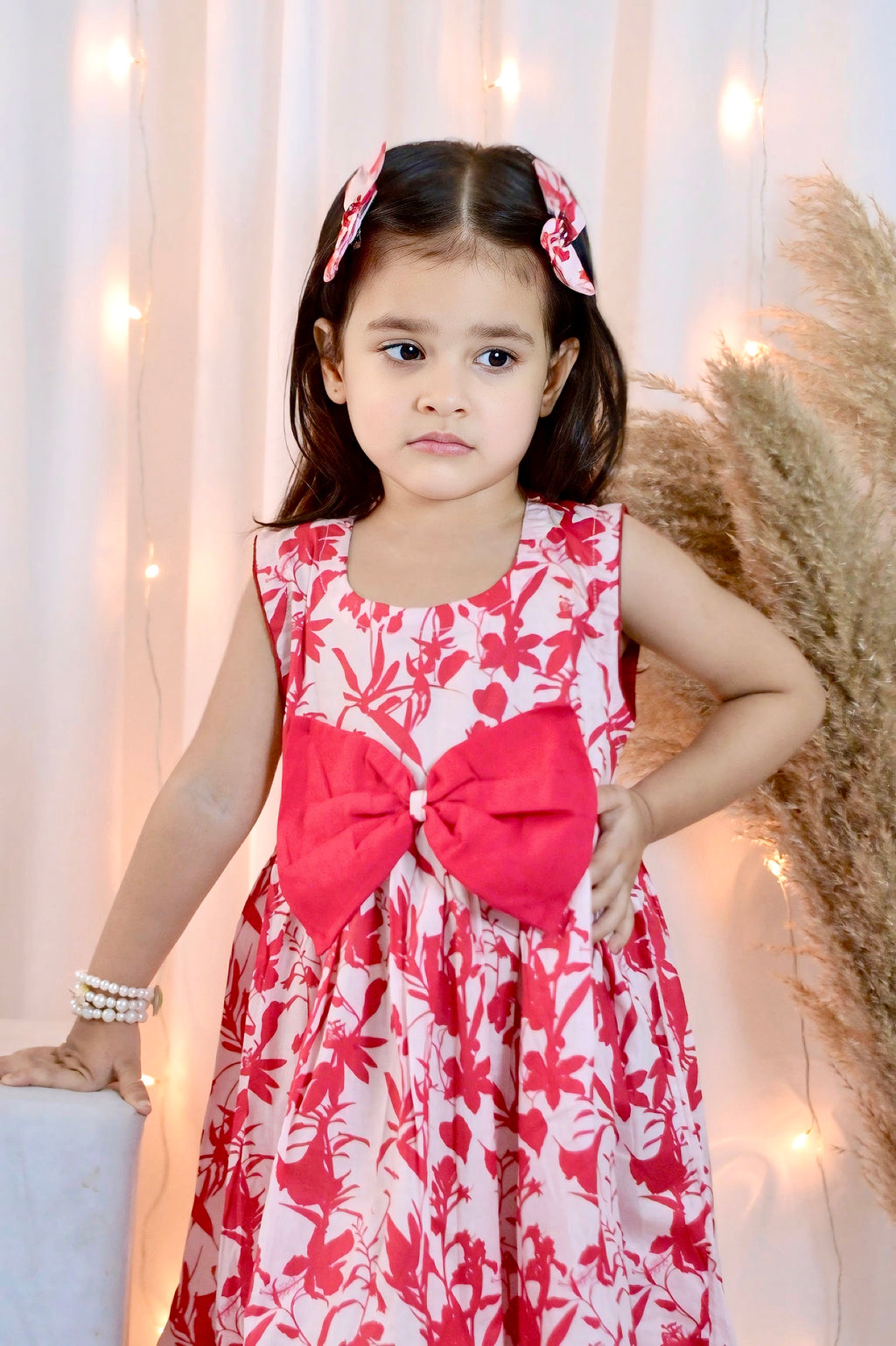 Girls Long Frock  with 2 Pins - Floral Fabtasy