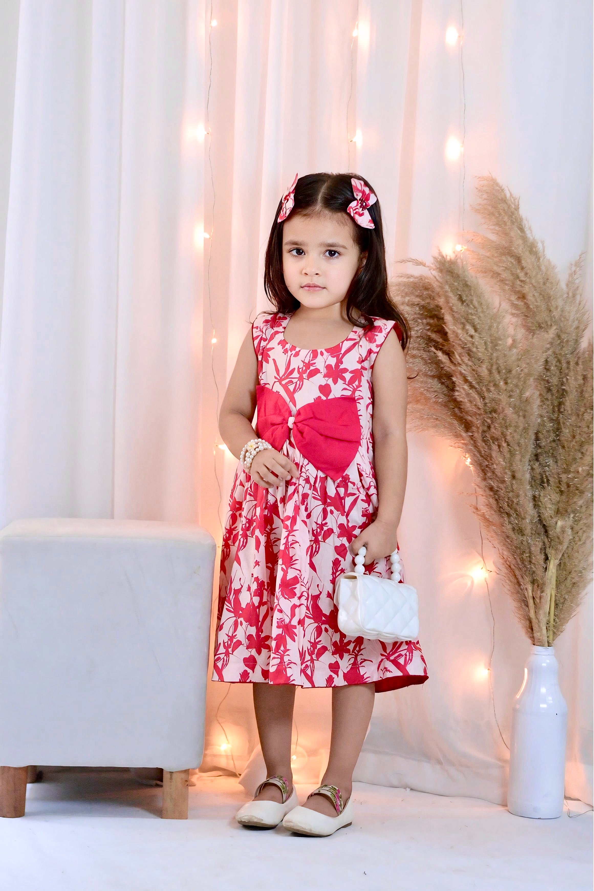 Girls Long Frock  with 2 Pins - Floral Fabtasy