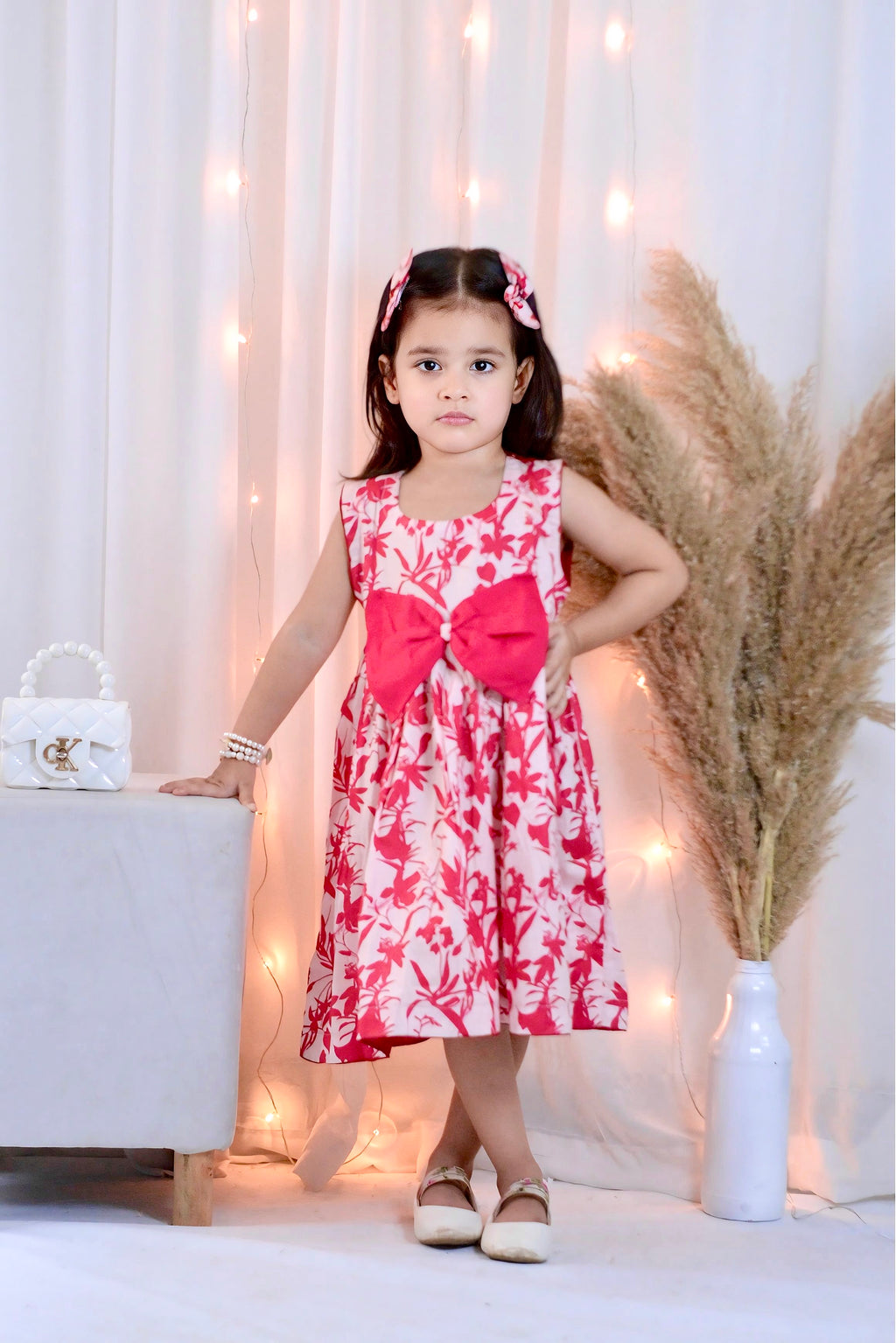 Girls Long Frock  with 2 Pins - Floral Fabtasy