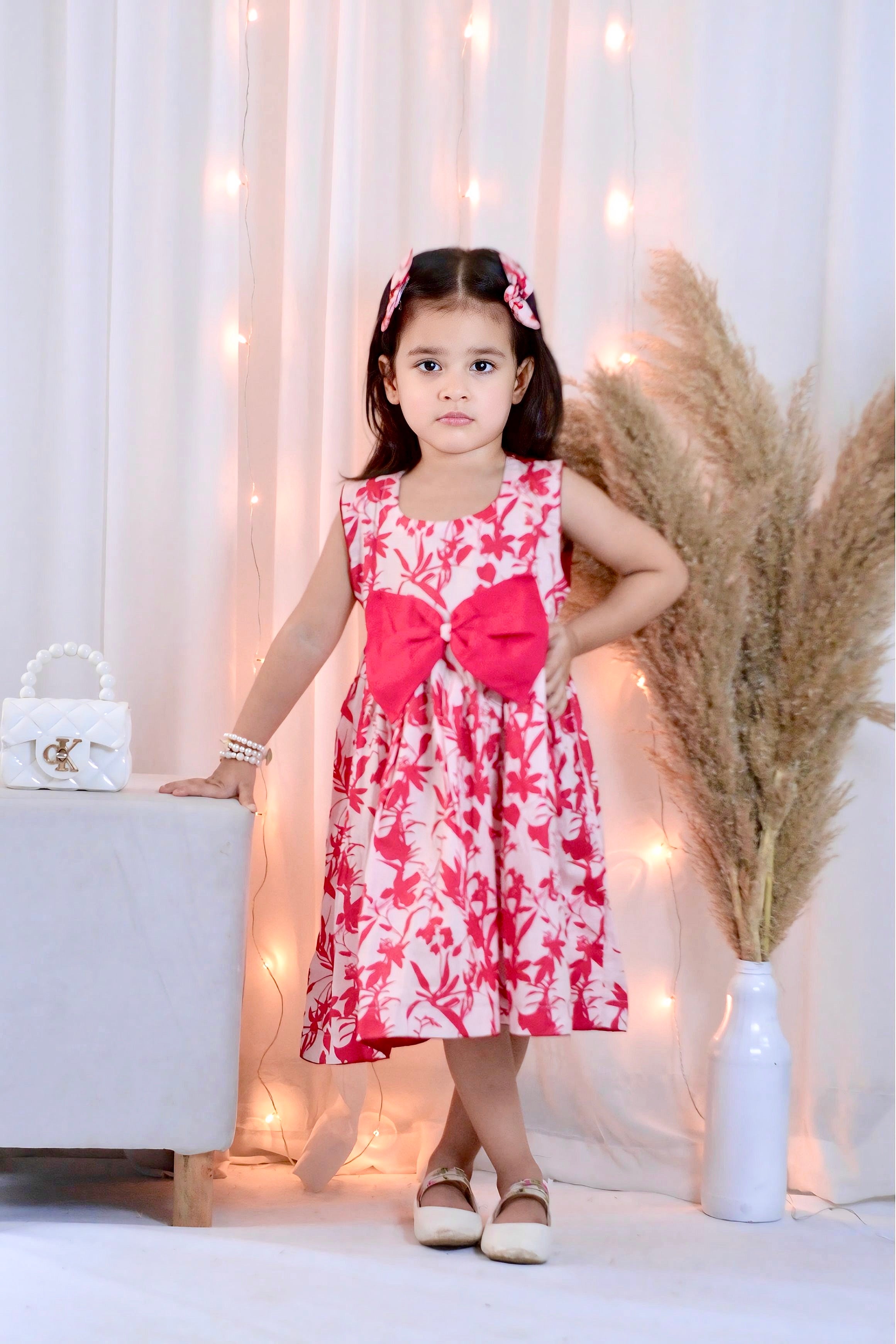 Girls Long Frock  with 2 Pins - Floral Fabtasy