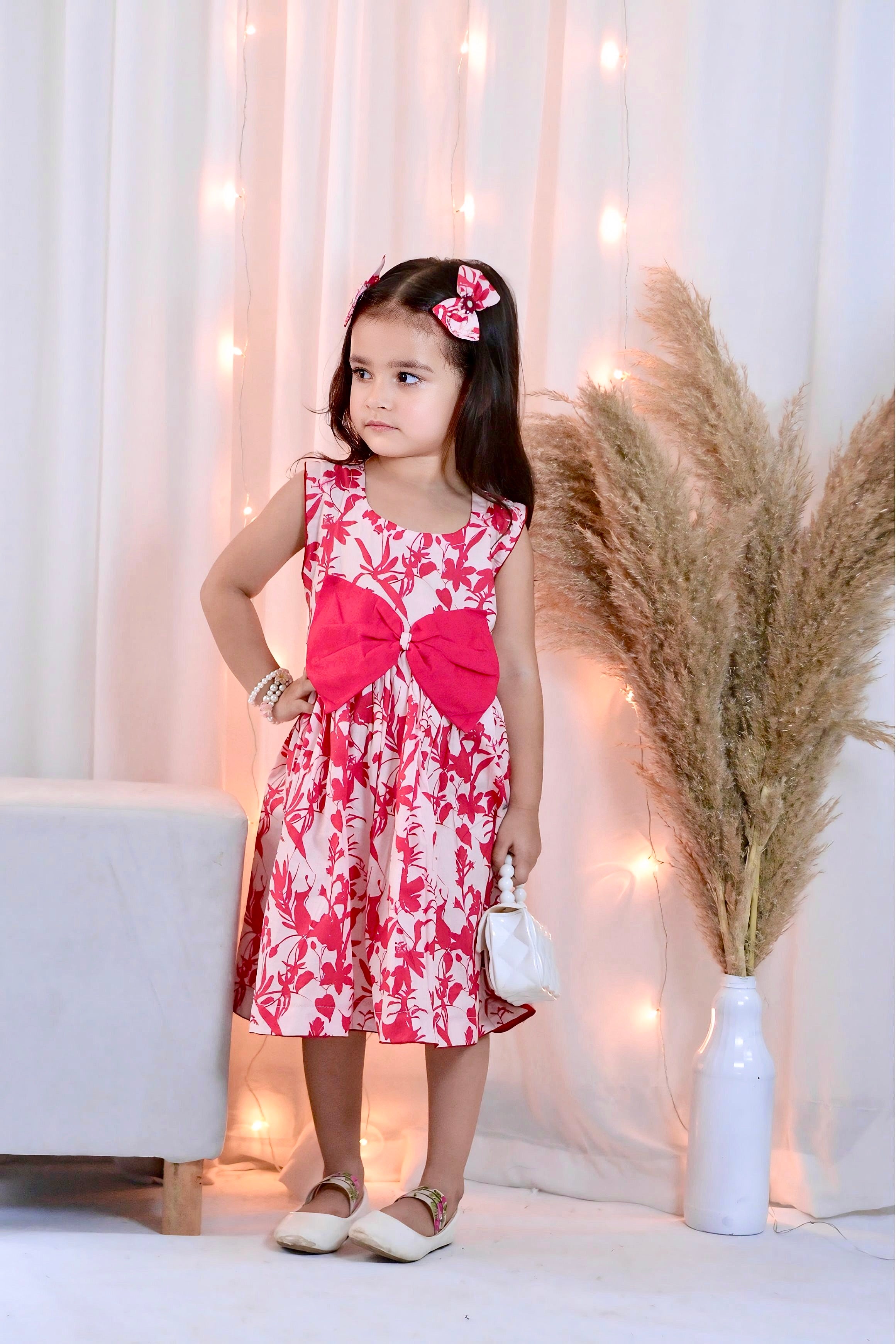 Girls Long Frock  with 2 Pins - Floral Fabtasy