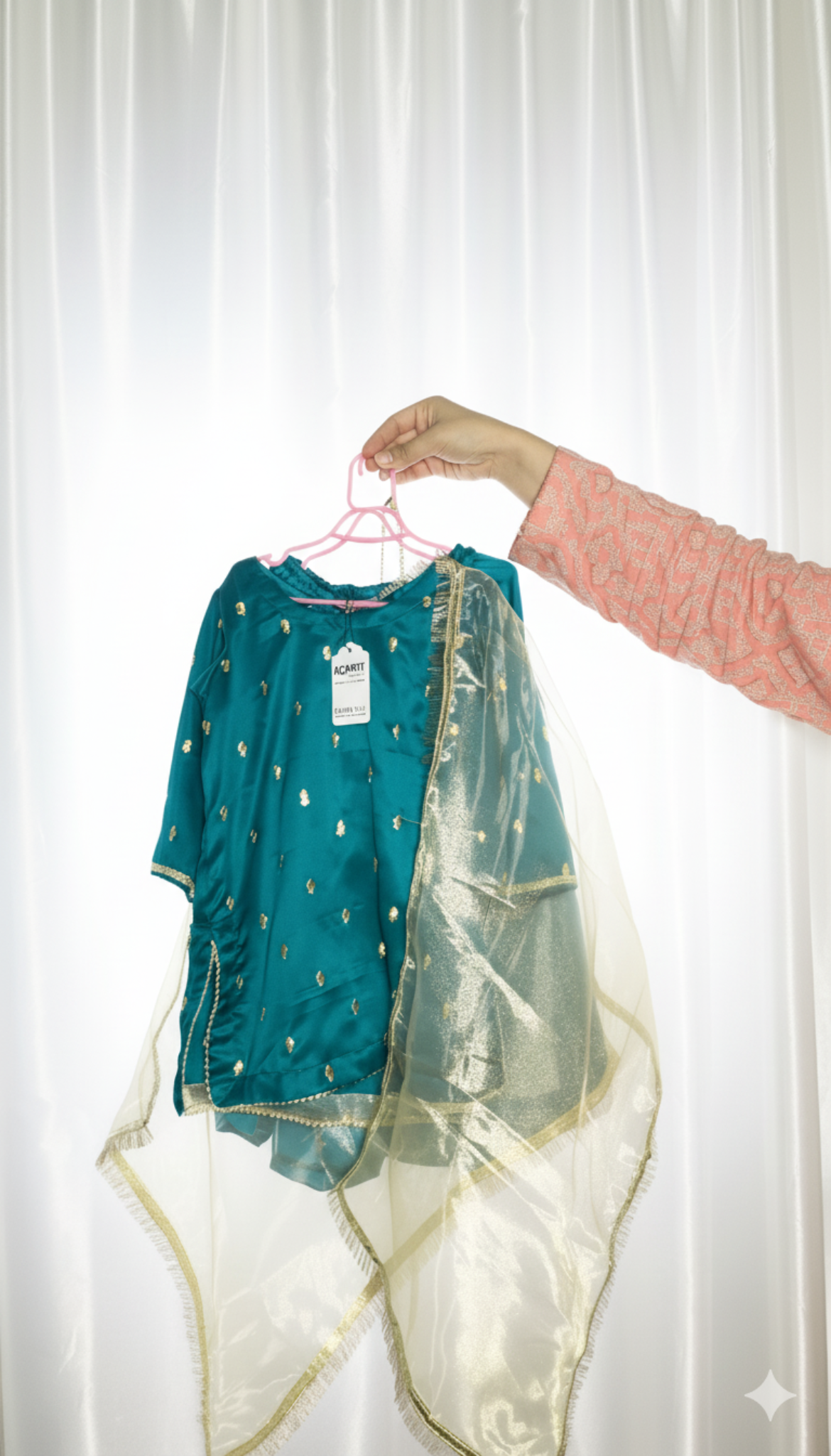 4 Pc Silk Embroidered Suit – Teal Blossom