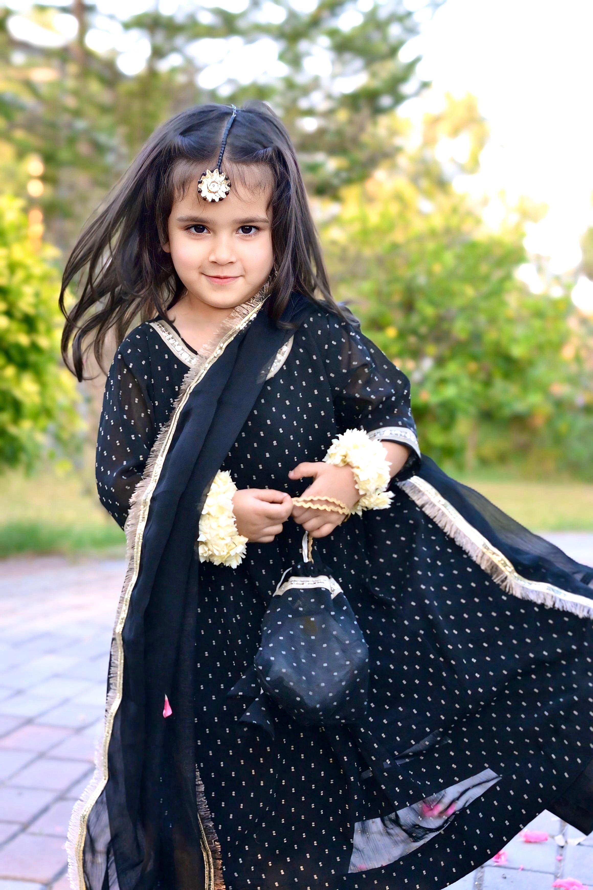 4-Piece Luxury Chiffon Frock Set with Gharara