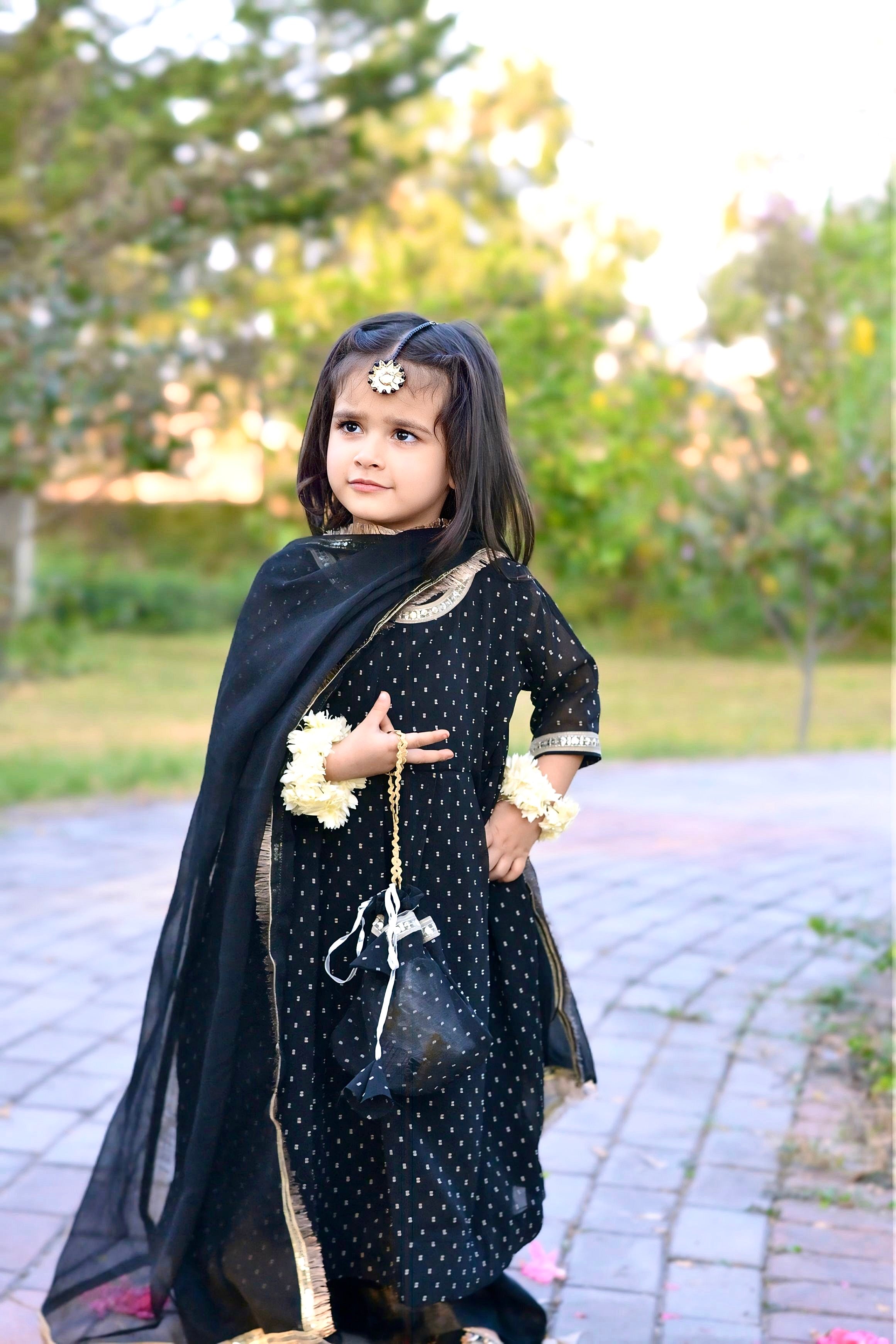 4-Piece Luxury Chiffon Frock Set with Gharara