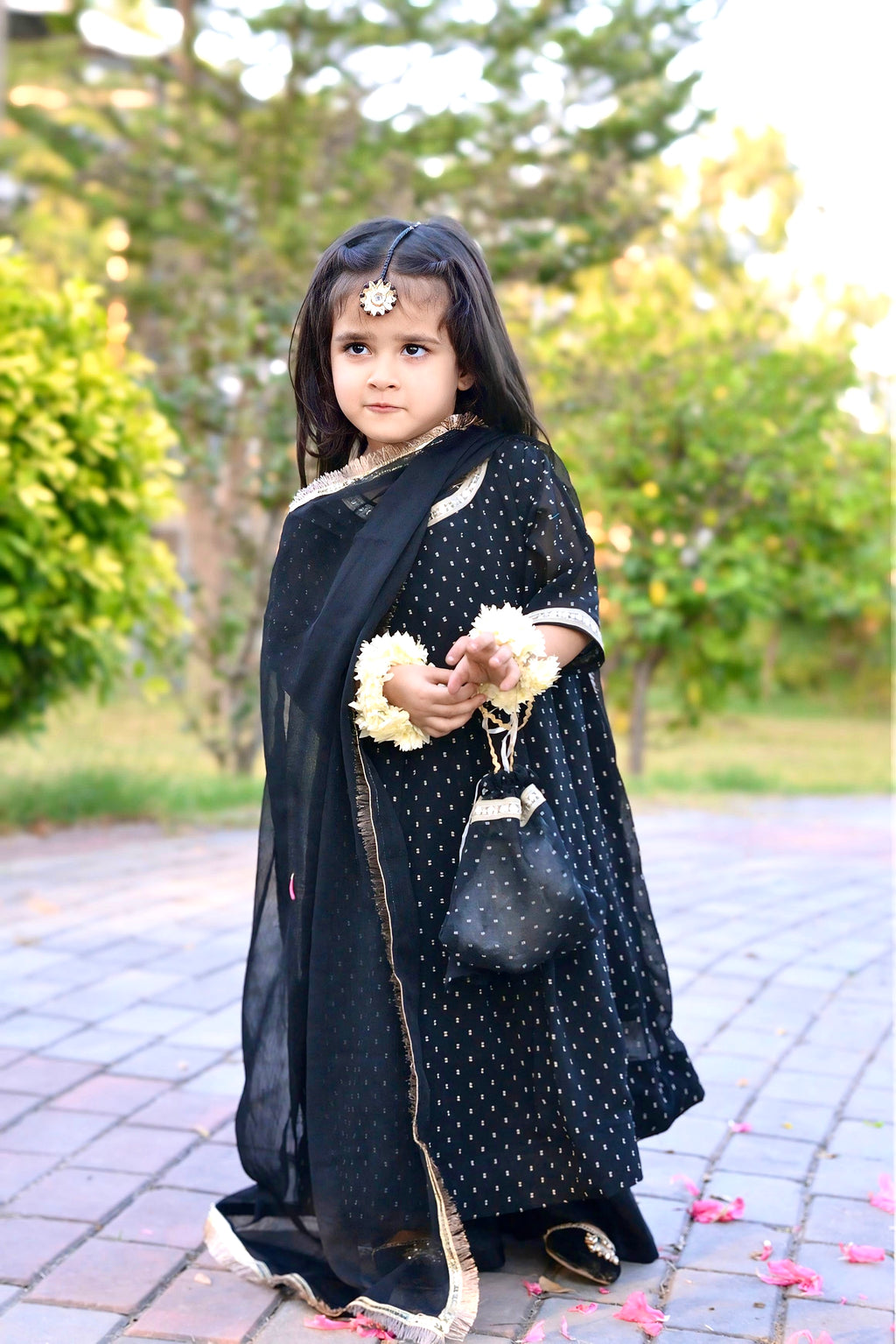 4-Piece Luxury Chiffon Frock Set with Gharara